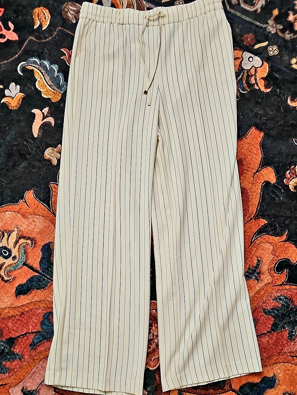 Haven + Blair Striped Wide Leg Pants in Cream & Blue Size XS